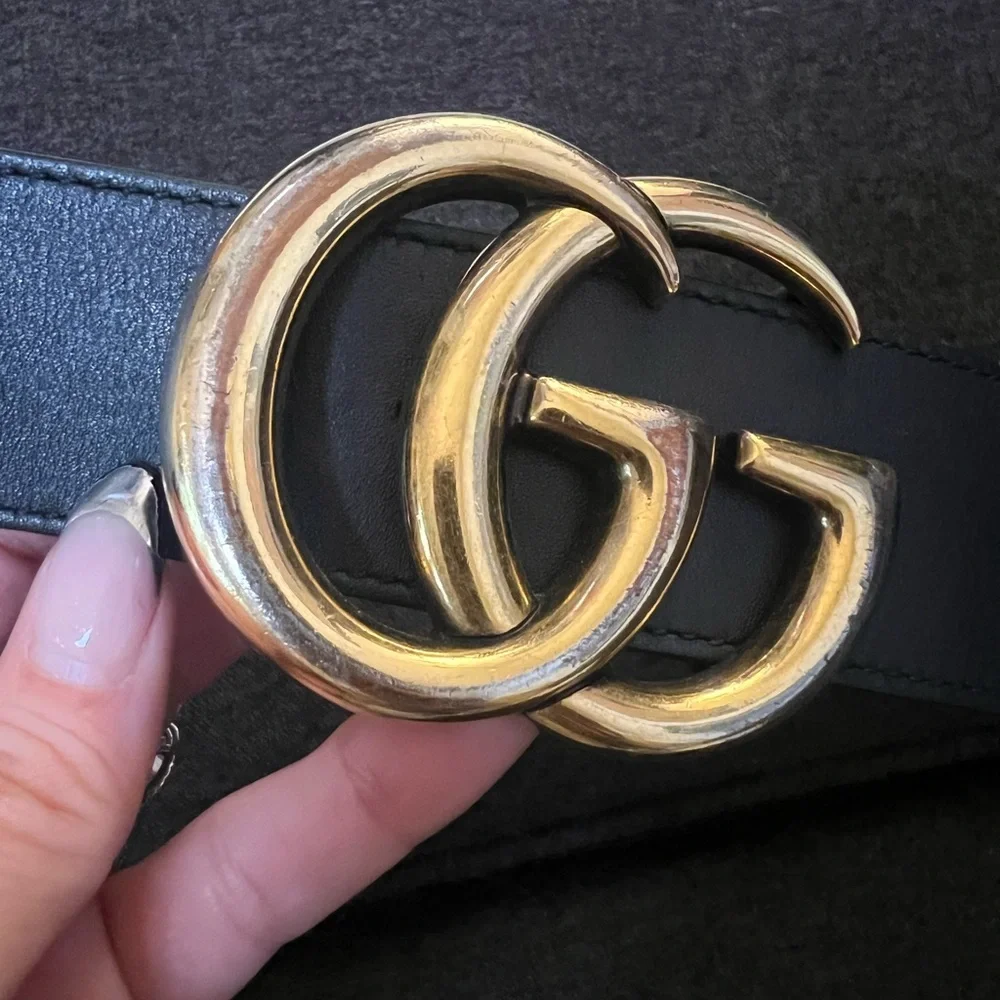Gucci Double G Buckle Black Leather Belt - Picture 6 of 7